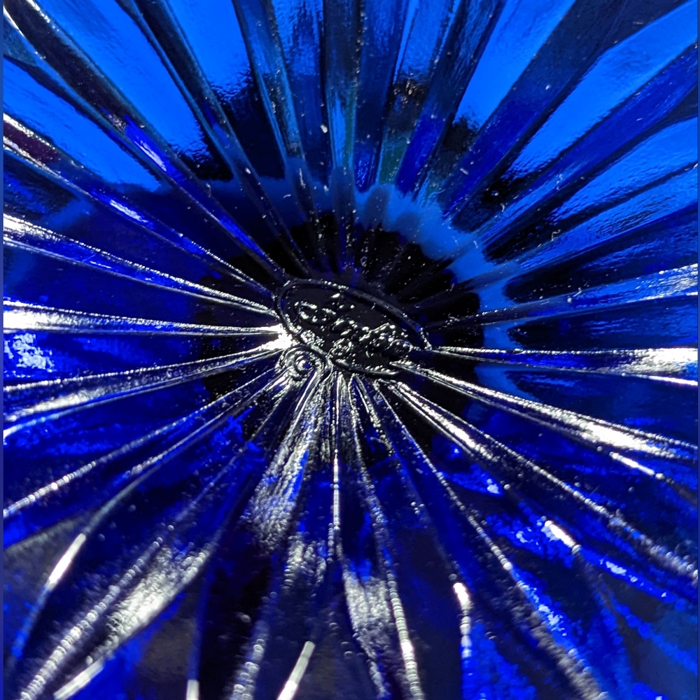 Vintage Fenton Vulcan Cobalt Blue Handmade Crimped Rim Compote Candy Dish - 2 - Picture 16 of 16